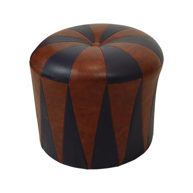 Vintage Round Pouf in Two-Tone Skai Sixties, 1960s For Sale - Image 4 of 12