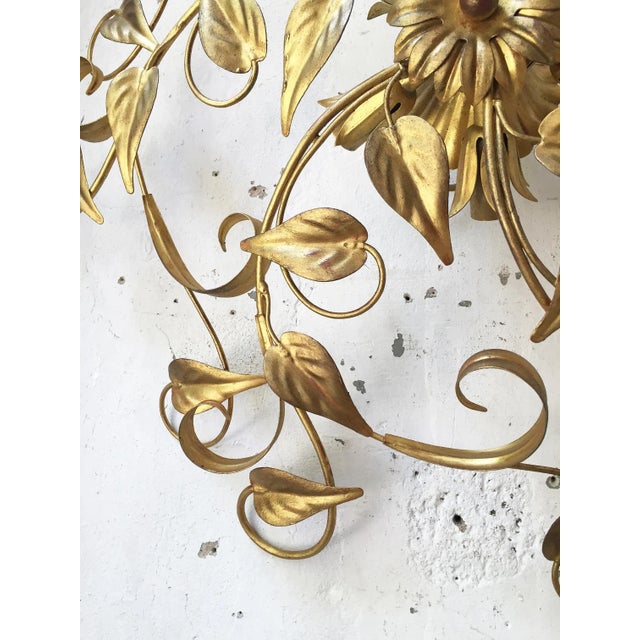Metal Italian Gilt Metal Sconce, 1970s For Sale - Image 7 of 17