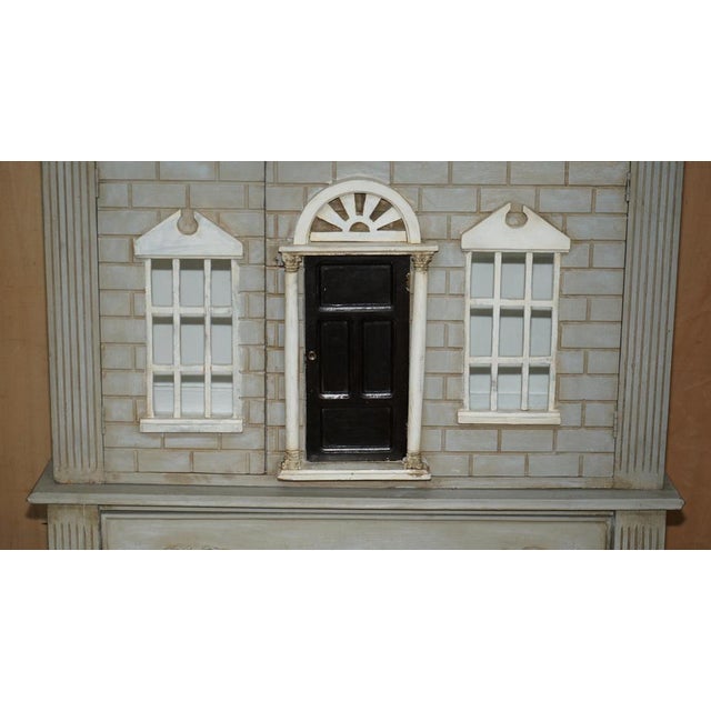 Tall Antique Georgian Painted Town House Wardrobe with Drawers For Sale - Image 5 of 16