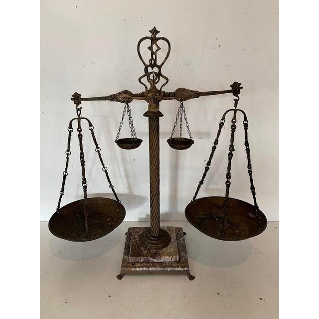 20th Century Jewelers Balance Plate in Brass and Marble For Sale - Image 5 of 11