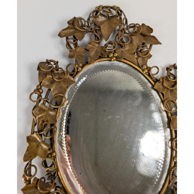 19th Century Austrian Bronze Ivy Vine and Berry Motif Table Mirror Possibly by Bergman For Sale - Image 4 of 15