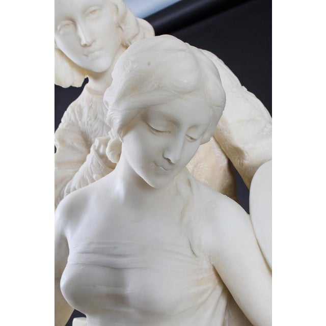 P. Emilio Fiaschi, The Artist's Muse, 19th Century, Large Alabaster Sculpture For Sale - Image 4 of 18