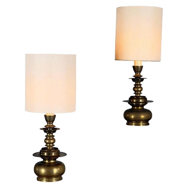 Cast Brass Wall Lights with Linen Shades by Mauritius, 1977, Set of 2 For Sale - Image 18 of 18