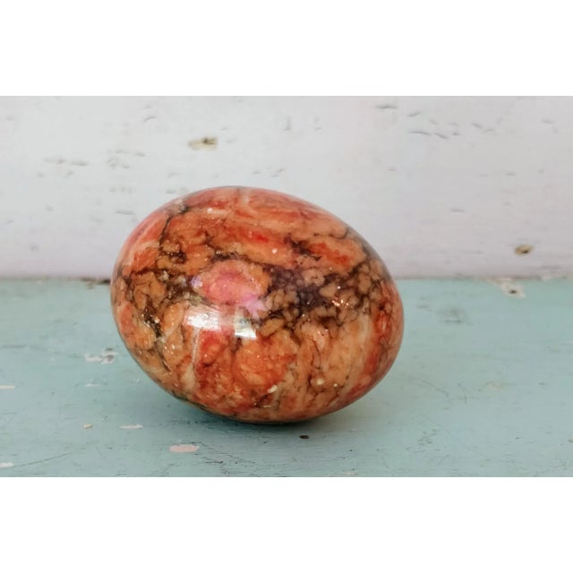 1960s Italian Alabaster Orange Stone Egg. For Sale - Image 5 of 5
