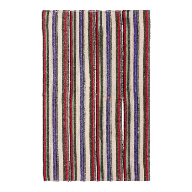 Striped Vintage Decorative Kilim Rug - 4`11 For Sale