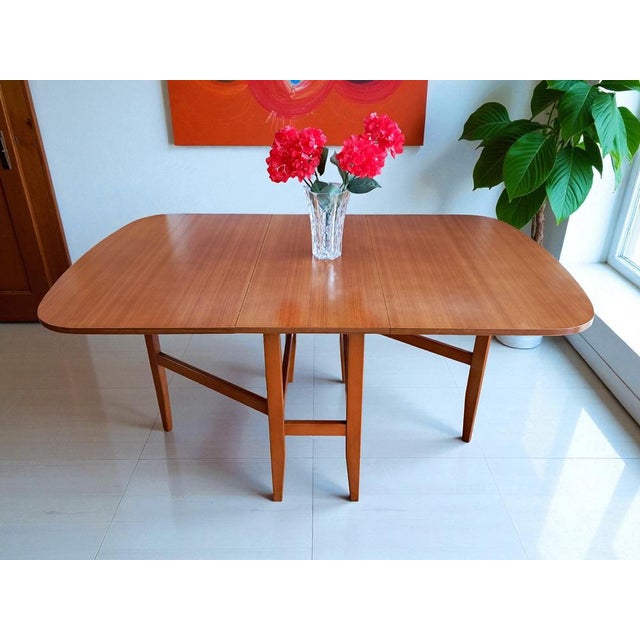 1970s Vintage Dining Table in Teak with Drop Leaf, 1970 For Sale - Image 5 of 16