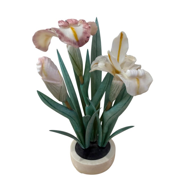 Antique Carved Irises Potted in Vessel For Sale In Miami - Image 6 of 12
