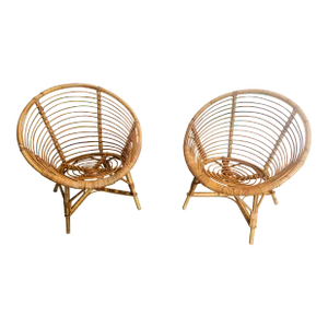 1970s Rattan Armchairs - a Pair