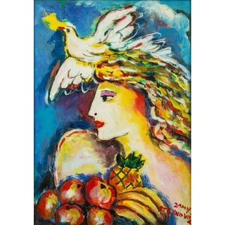 Zammy Steynovitz, Dove of Peace, Bounty of Fruit Original Oil by Zamy Steynovitz For Sale