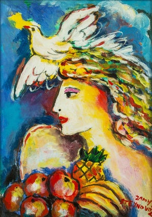 Zammy Steynovitz, Dove of Peace, Bounty of Fruit Original Oil by Zamy Steynovitz