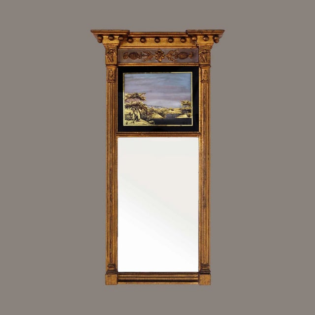 Giltwood Mirror Antique Fedreal Era Eglomise For Sale - Image 9 of 9