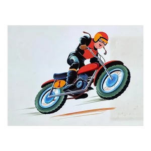 1970s Motorcycle Illustration Painting