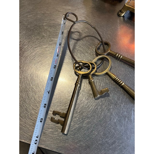Metal Vintage Brass Set of Skeleton Keys For Sale - Image 7 of 10