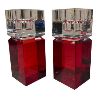 Pair of Crystal Candle Holders Emerald Crystal Co, Waterford Ireland For Sale