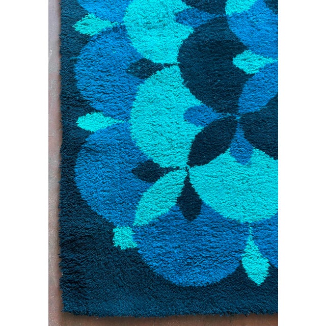 Large Vintage Blue Wool Rug, Spain, 1970s For Sale - Image 4 of 5