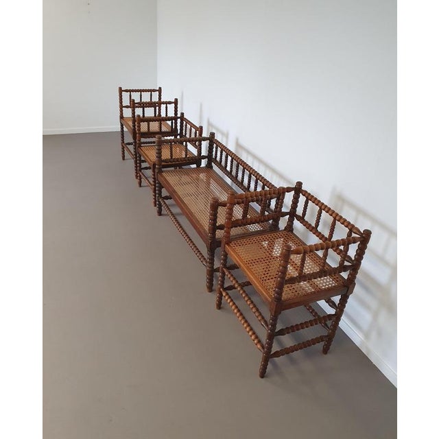 Bobbin Bench and Chairs, Set of 4 For Sale - Image 11 of 14