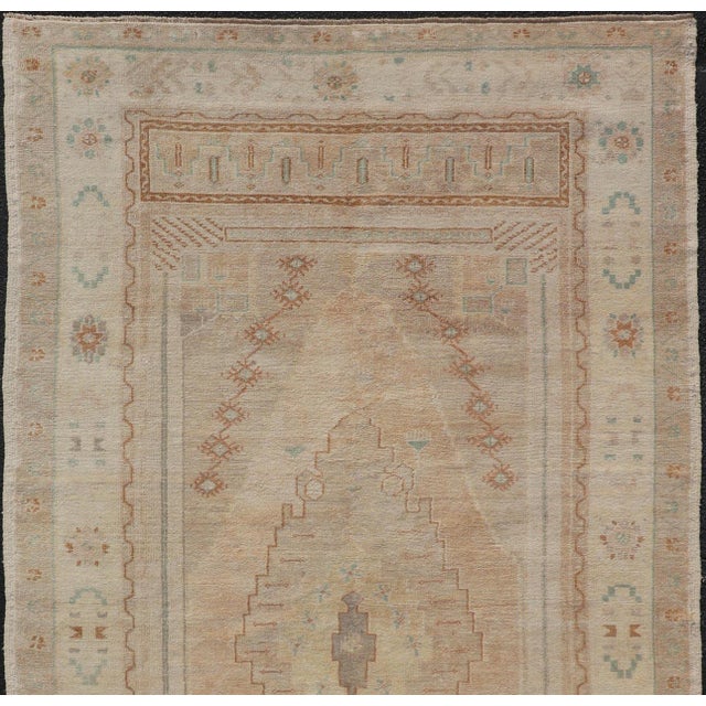 Tribal Vintage Oushak Rug From Turkey With Muted Colors and Tribal Medallion For Sale - Image 3 of 11