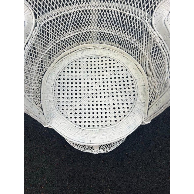 1970s Emmanuel Peacock Throne Chair, White Wicker With Cushion For Sale - Image 10 of 18