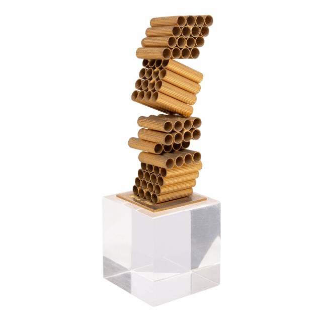 William De Lillo, Abstract Sculpture, 1970s, Gilded Metal For Sale