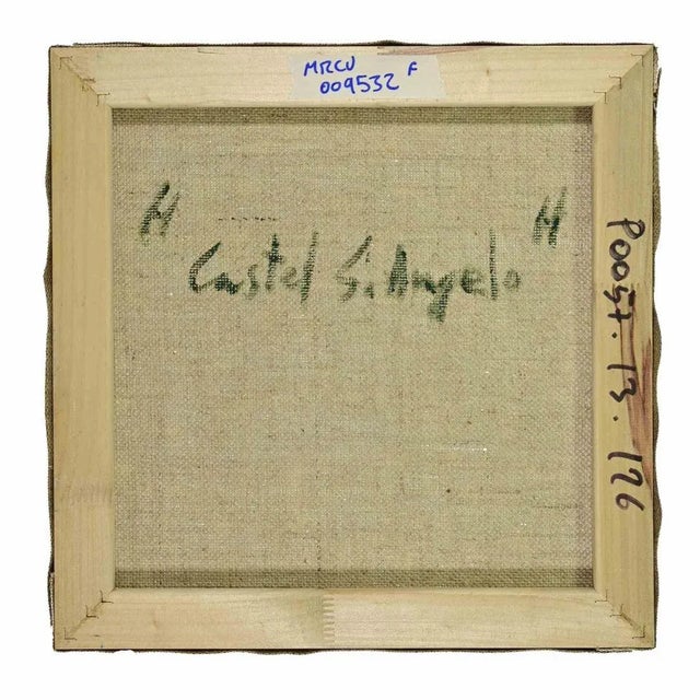 Contemporary Pino Romanò, View of Castel Sant'Angelo, Rome, Oil Painting, 1990s For Sale - Image 3 of 4