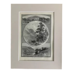 Antique 1874 Wood Engraving, "The Upper Delaware " NY in Frame-Ready 11x14 Mat