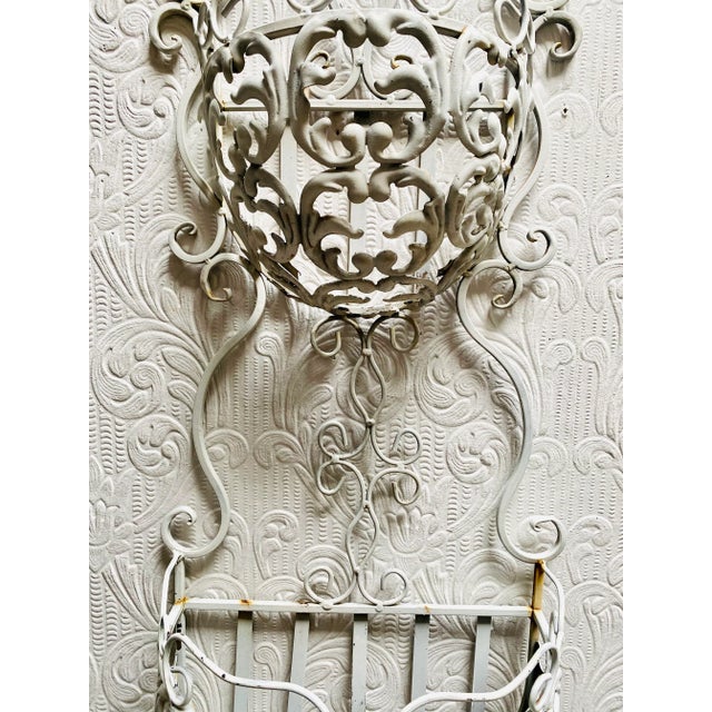 Hollywood Regency Vintage 1960s White Iron and Metal Hollywood Regency Double Wall Planter For Sale - Image 3 of 13