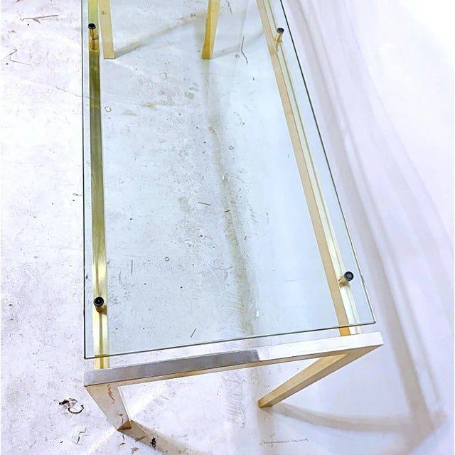 1970s Vintage Metal and Glass Console Table For Sale In New York - Image 6 of 9