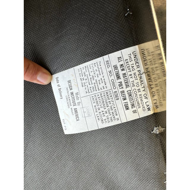 Set of Four Mid- Century Brass & Orange Velvet Chenille Dining Chairs by Milo Baughman for Dia For Sale - Image 11 of 12