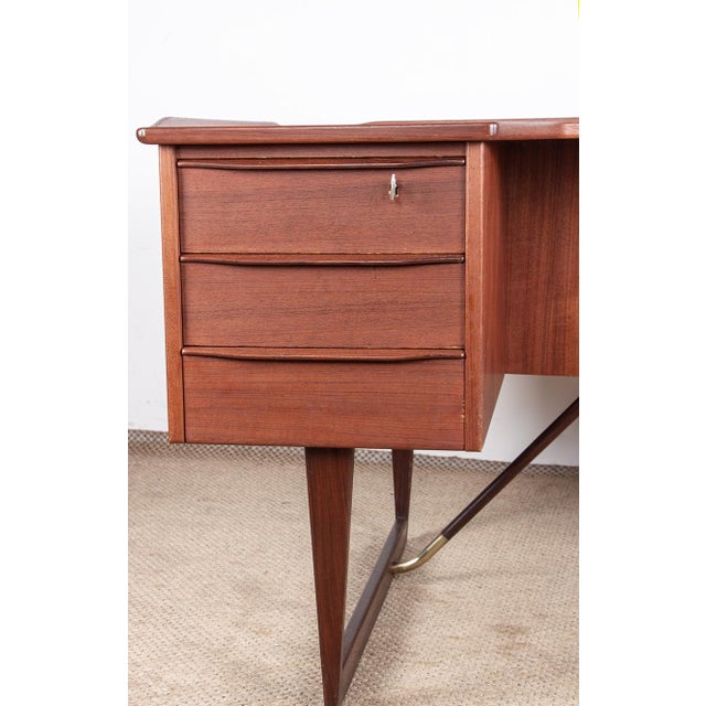Danish Boomerang Desk in Teak and Brass by Peter Lovig Nielsen for Dansk Design, 1968 For Sale - Image 14 of 18