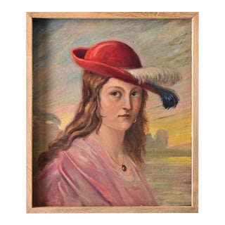 Belgian Vintage Portrait Painting by Delescluze For Sale
