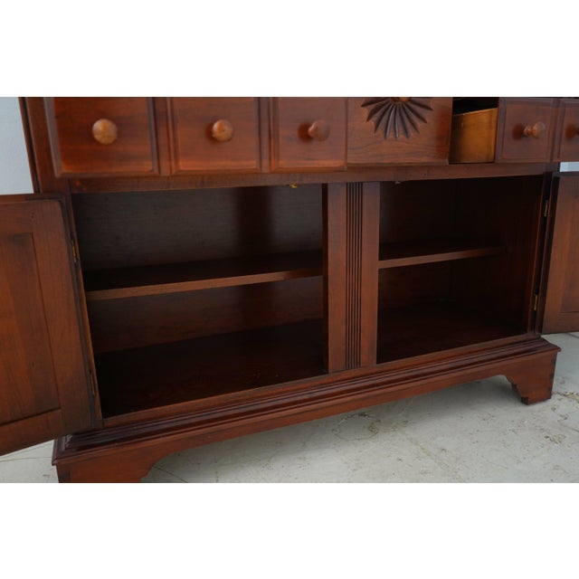 1980s Lexington Country Cherry China Cabinet Hutch For Sale - Image 5 of 18