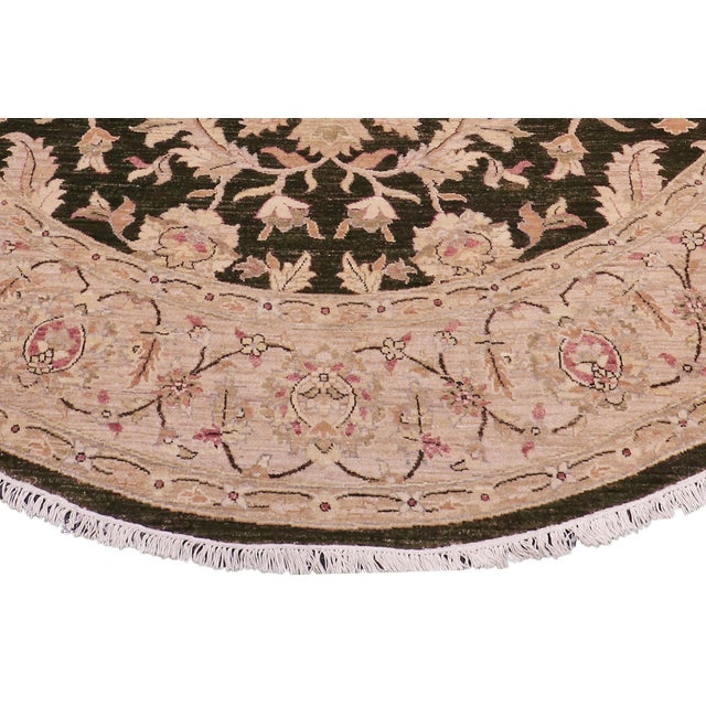 Classic Ziegler Jolie Dark.green/Tan Wool Round Rug - 8'10'' X 9'2'' For Sale - Image 4 of 9