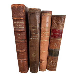 Antique French Leather Bound Books- Set of 4