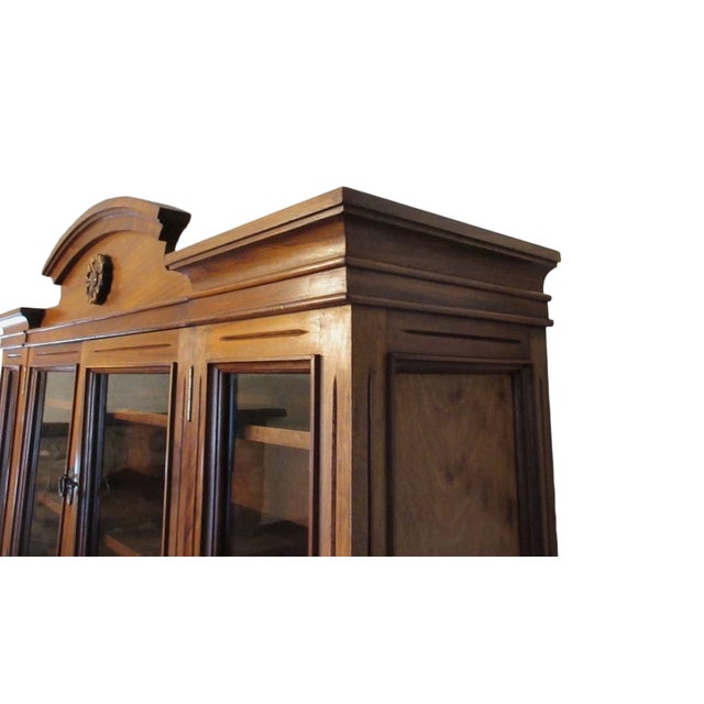 Brown Vintage Spanish Moorish Style Dining Room Hutch Cabinet Breakfront Sideboard For Sale - Image 8 of 13