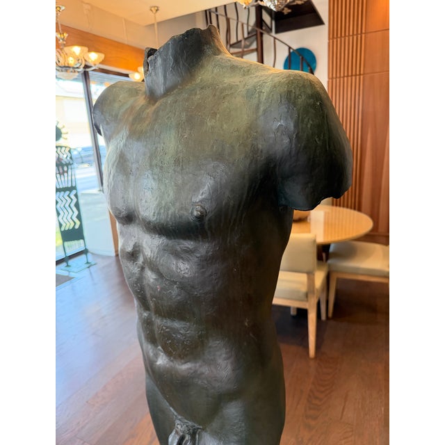 Green 1950s Bronze Torso Sculpture. For Sale - Image 8 of 8