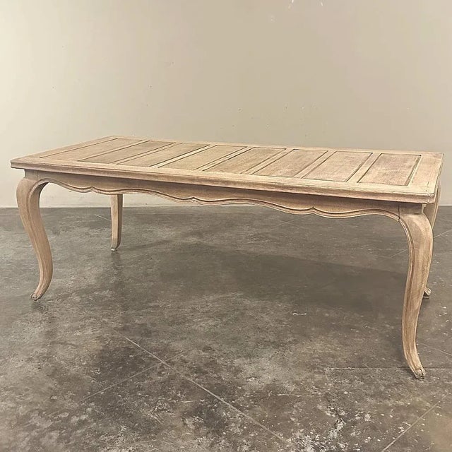 French Provincial Antique Country French Stripped Fruitwood Dining Table For Sale - Image 3 of 14