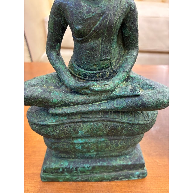 Khmer Bronze Naga Enthroned Buddha, 13th Century, Bayon Period For Sale - Image 13 of 14
