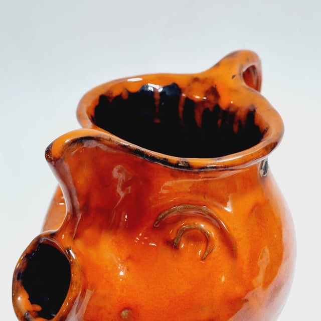 Vintage Orange Glazed Ceramic Face Jug, 1960s For Sale - Image 10 of 15
