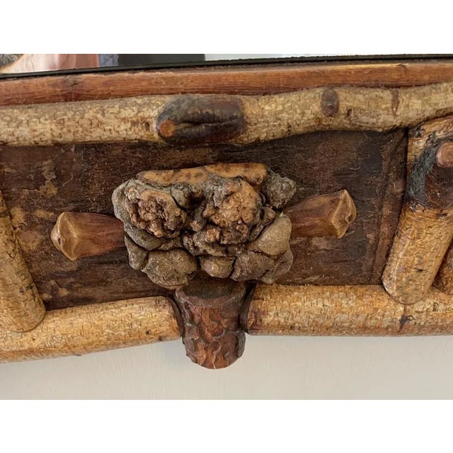 Adirondack Style Beveled Glass Mirror Signed on the Back E. Albright and Dated 2009 For Sale In Boston - Image 6 of 10