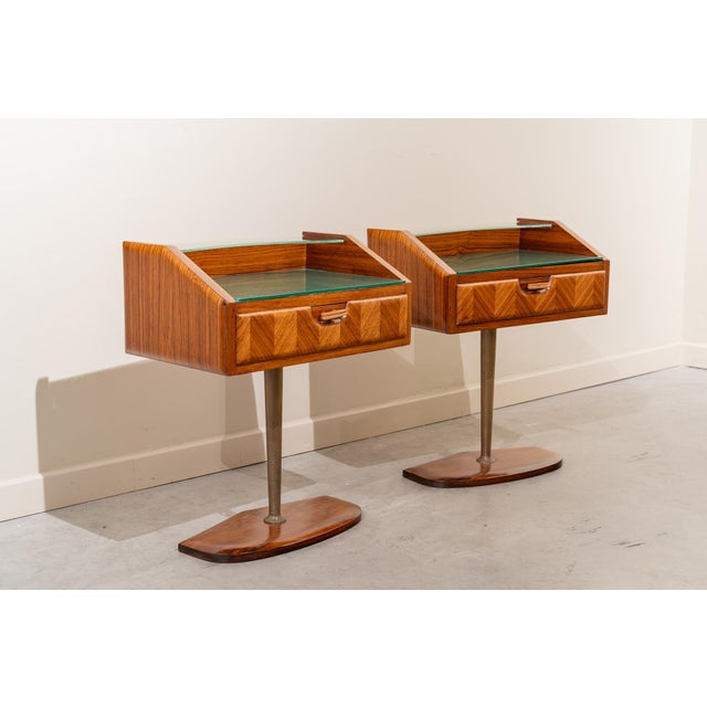 Glass Italian Bedside Tables, 1950s, Set of 2 For Sale - Image 7 of 11
