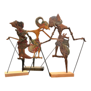 Vintage Indonesian Wayang Golek Hand Painted Puppets- Set of 3