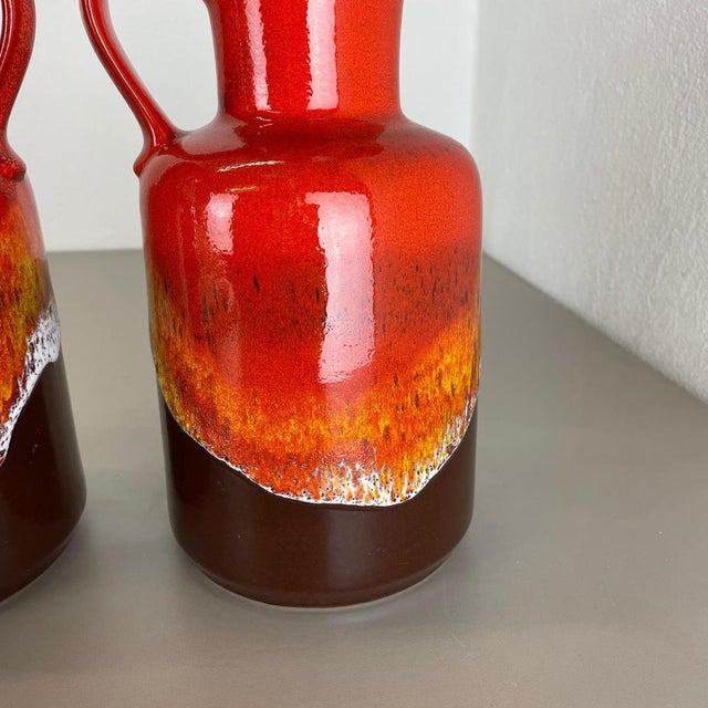Fat Lava Op Art Pottery Multi-Color Vases from Jasba Ceramics Germany, 1970s, Set of 2 For Sale - Image 10 of 18