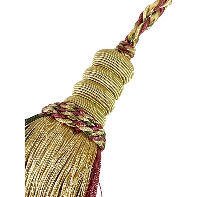 Vintage French Passementerie Gold, Pink Tassel With Antique Key For Sale - Image 4 of 4