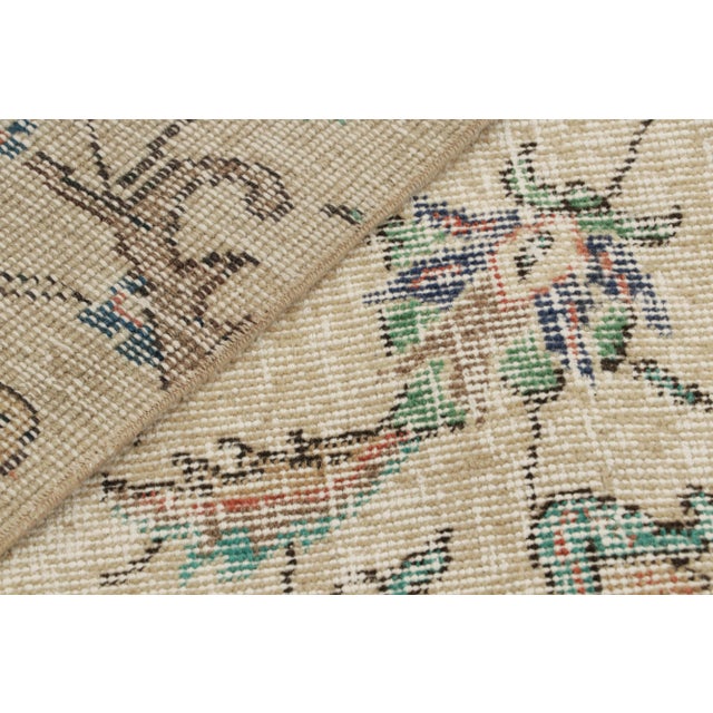 Textile Vintage Transitional Rug in Beige With Green Floral Pattern, From Rug & Kilim For Sale - Image 7 of 7