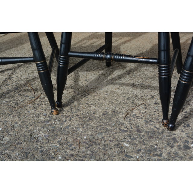Vintage S Bent Bros Hitchcock Style Black Stenciled Dining Chairs Set of 4 For Sale - Image 16 of 18