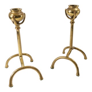 20th Century Pair of Arts and Crafts Bronze Candlesticks For Sale