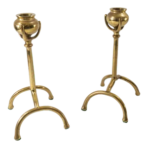 20th Century Pair of Arts and Crafts Bronze Candlesticks