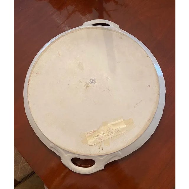 Red 1890s Antique Red and Golden Porcelain Victoria Carlsbad Tray For Sale - Image 8 of 13