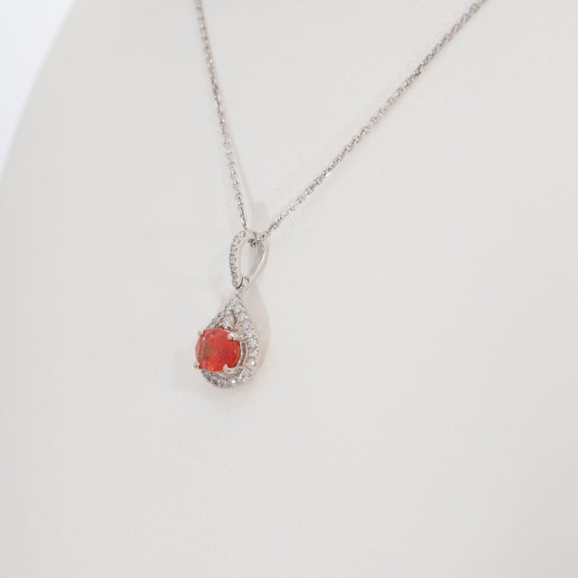 1Ct Padparadscha Sapphire Pendant With Earth-Mined Diamonds in Solid 14k Gold For Sale In Columbus - Image 6 of 7