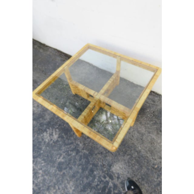 Hollywood Regency Dimpos Hollywood Regency Bamboo Glass Top Coffee Table and 4 Nesting Stools 6116 For Sale - Image 3 of 18